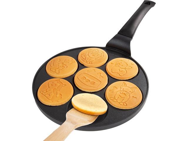 Puppy Friends Mini Pancake Pan- Make 7 Unique Flapjacks- Nonstick Griddle w Long Handle for Breakfast Pup Animal Fun & Easy Cleanup Fun Dog Related...