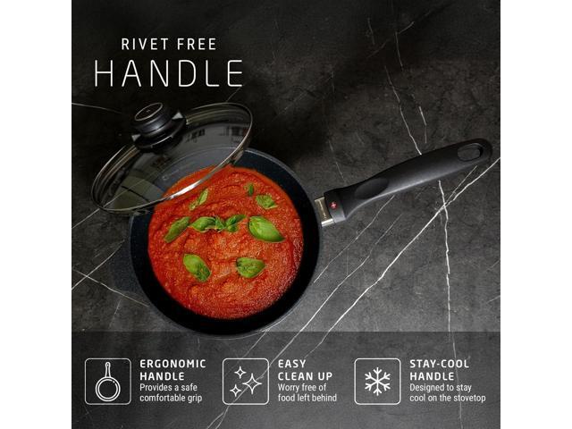 Swiss Diamond Sauce Pan with Lid, Diamond Coated Aluminum Non Stick Sauce Pan with Stainless Steel Handle, Oven & Dishwasher Safe, 7 Inch 2.2...