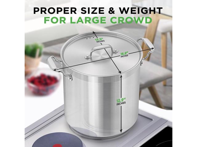 NutriChef Stainless Steel Cookware Stock Pot - 24 Quart, Heavy Duty Induction Soup Pot With Lid, Induction, Ceramic, Glass and Halogen Cooktops...