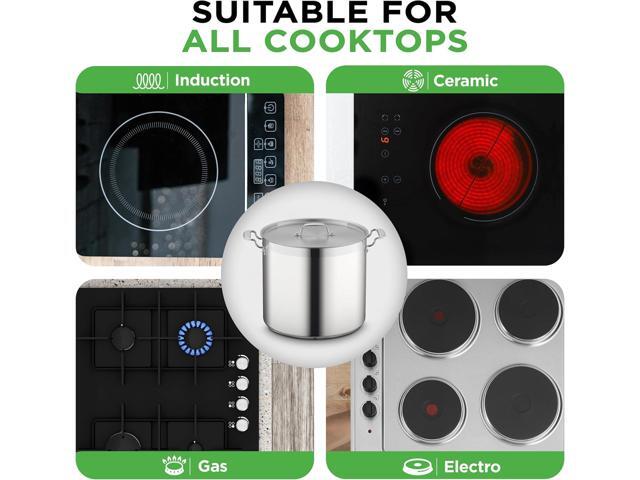 NutriChef Stainless Steel Cookware Stock Pot - 24 Quart, Heavy Duty Induction Soup Pot With Lid, Induction, Ceramic, Glass and Halogen Cooktops...