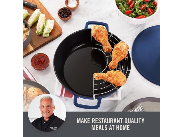 DASH Zakarian by Dash 4.5Qt Nonstick Cast Iron Braiser for Braising, Frying and More - Blue