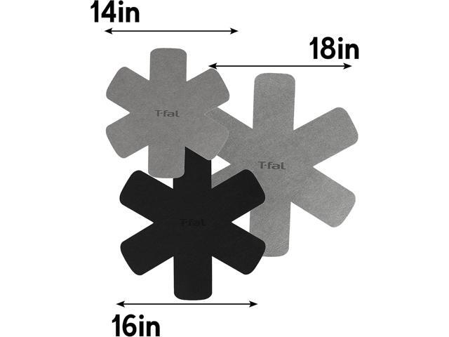 T-fal Premium Pot, Pan Cookware Protectors (6-Pack) for Stacking & Kitchen Organization, 14', 16' 18' Black and Gray