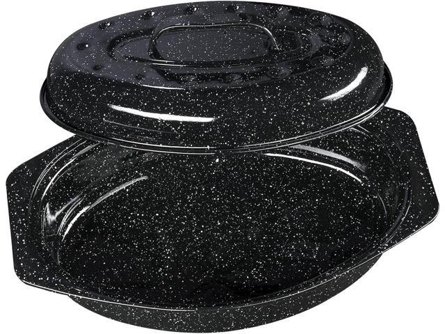 Granite Ware 13-inch oval roaster with Lid. Enameled steel design to accommodate up to 7 lb poultry/roast. Resists up to 932°F. Ideal for preparing...