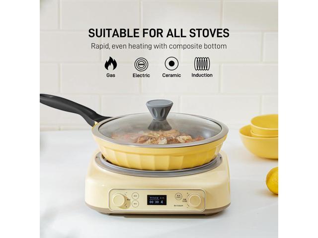 BUYDEEM Cast Aluminum Non Stick Frying Pan 10.2 Inch, Rapid Even Heating Skillet with Glass Lid, All Stovetops Compatible, No PFOA/PFAS Egg Pan...
