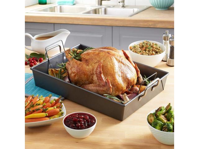 Chicago Metallic Professional Non-Stick Roaster with Handles and Non-Stick Rack, 17-Inch-by-12-Inch