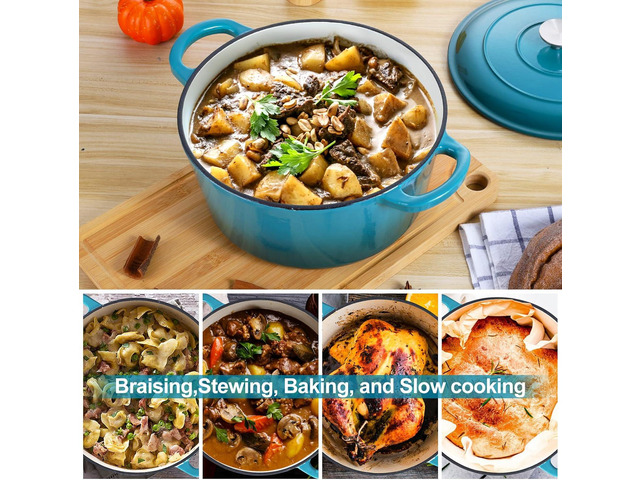 E-far 6 Quart Dutch Oven, Enameled Cast Iron Dutch Oven Pot with Lid, Nonstick Round Cookware for Braising/Stews/Roasting/Bread Baking/Cooking,...
