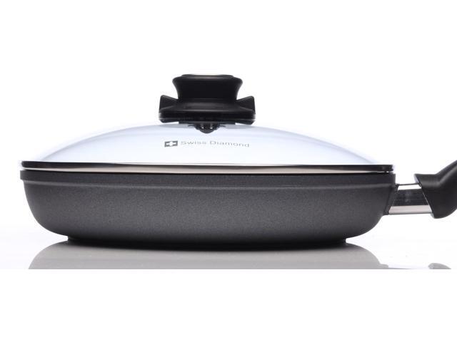 Swiss Diamond Frying Pans Nonstick with Lid, Nonstick Diamond Coated Aluminum Skillets and Oven Safe Frying Pans with Lids, Cover Included, 9.5 Inch