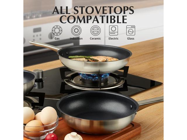 KOCH SYSTEME CS Stainless Steel Pan 12 Inch, Non Stick Frying Pans with Non-toxic Stainless Steel for Professional Cooking, 12 Inch Stainless Steel...
