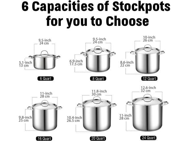 Cooks Standard 18/10 Stainless Steel Stockpot 8-Quart, Classic Deep Cooking Pot Canning Cookware with Stainless Steel Lid, Silver