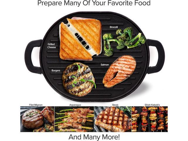 Nuwave Cast Iron Grill, 12.42x10.21 Non-Stick Grilling Surface, Deep Grill Ridges, Pre-Seasoned, Stay-Cool Silicone Handles, Easy-to-Clean,Oven...