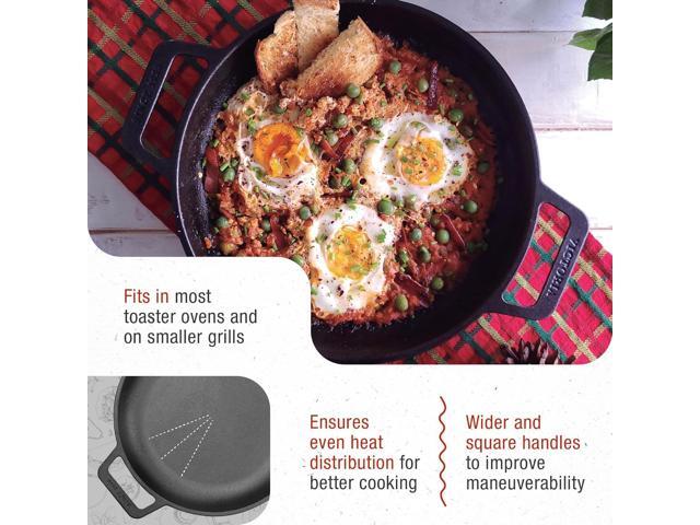 Victoria Cast Iron Round Skillet with Double Loop Handles, Made in Colombia, 10 Inches