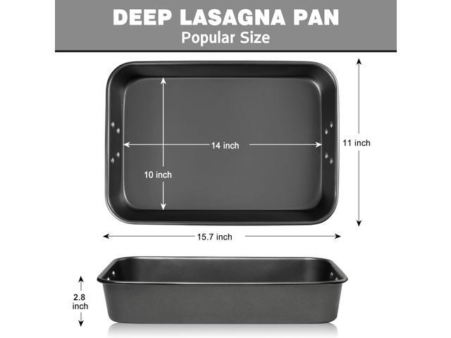 Lasagna Pan, 15x10x3 Inch Baking Pan for Oven, Nonstick Roasting Pan with Handles, Deep Baking Dish for Brownie, Heavy Duty Rectangular Cake Pan