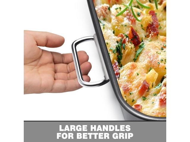 Lasagna Pan, 15x10x3 Inch Baking Pan for Oven, Nonstick Roasting Pan with Handles, Deep Baking Dish for Brownie, Heavy Duty Rectangular Cake Pan