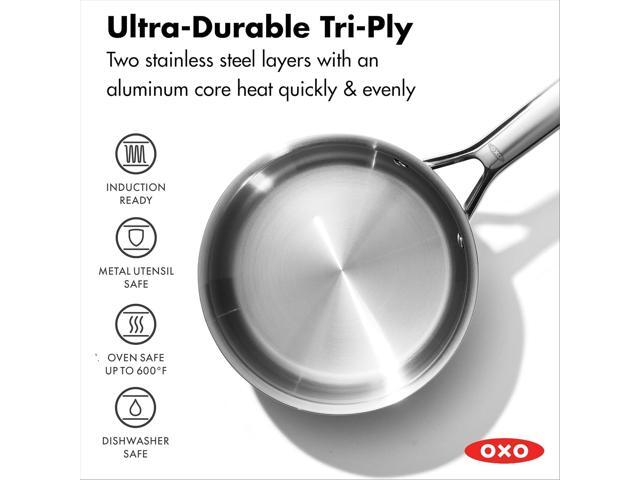 OXO Agility Tri-Ply Stainless Steel 13 Piece Kitchen Cookware Pots and Pans Set, Induction, PFAS-Free Ceramic Nonstick Coated Frypans, Saucepans,...