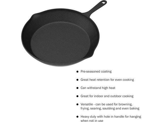 Frying Pans - Set of 3 Pre-Seasoned Cast Iron Skillets with 10-Inch, 8-Inch, and 6-Inch Sizes - Nonstick Camping Cookware by Home-Complete (Black)