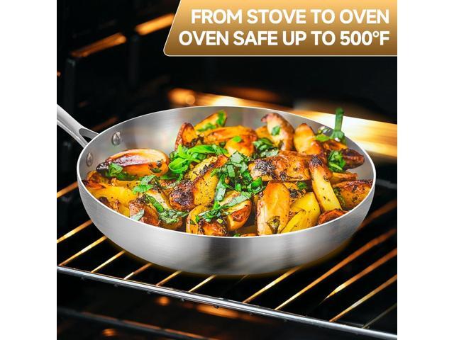 Inqibee 8-1/2 Inch Tri-Ply Stainless Steel Frying with Lid,Small Sauté Pan,Small Skillet,Induction Cooking Pan,Dishwasher and Oven Safe.