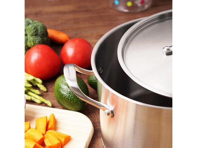 HOMI CHEF Matte Polished NICKEL FREE Stainless Steel 3.5 QT Stock Pot with Lid (No Toxic Non Stick Coating, 8.5 Inch Straight Sided) - Cookware Set...