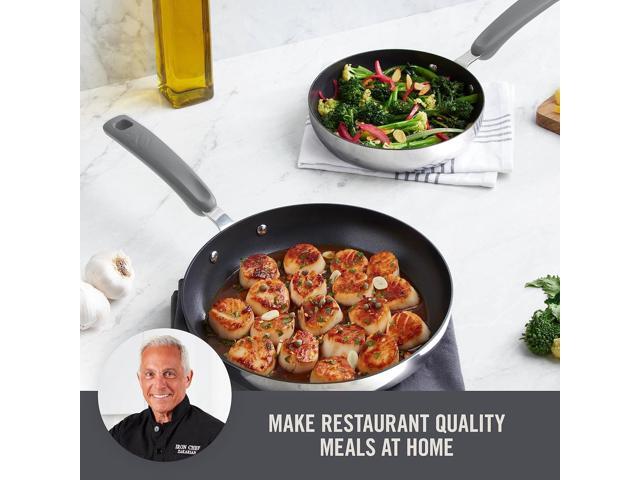Zakarian by Dash TruPro Nonstick Stainless Steel 8' + 10' Fry Pan Set- Grey