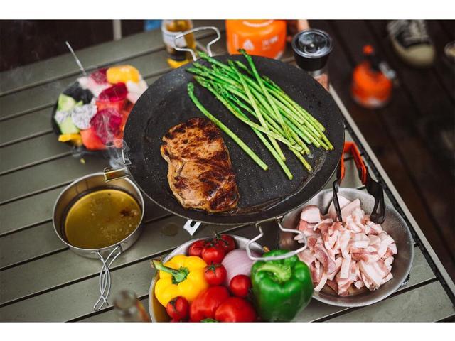 Fire-Maple Camping Griddle Plate Nonstick Outdoor Portable Grill Pan for Stovetop BBQ Gas Griddle Pan for Camping Stove Ridged Surfaces 31 X 31cm