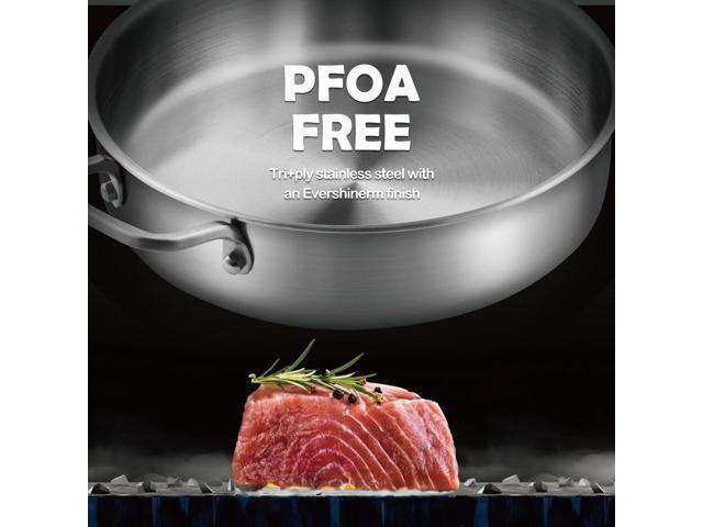Chefmate Saute Pan,5 Quart Saute pan,Stainless Steel Cookware,Stainless Steel skillet,12 inch Stainless Steel Saute Pans with Lid,Dishwasher and...