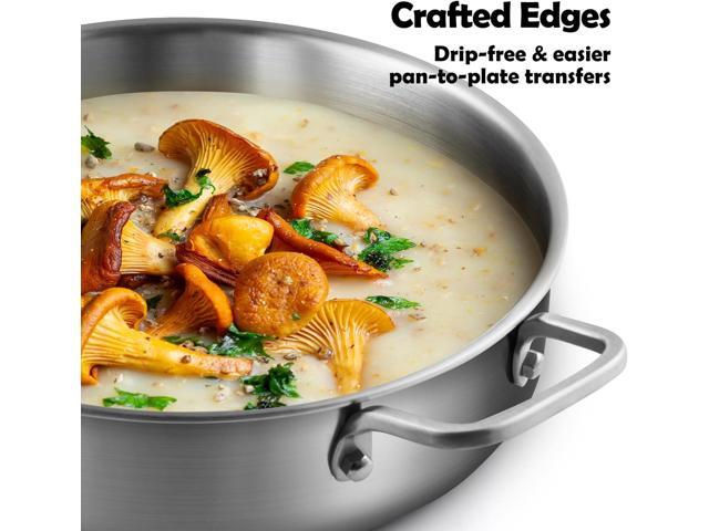 Chefmate Saute Pan,5 Quart Saute pan,Stainless Steel Cookware,Stainless Steel skillet,12 inch Stainless Steel Saute Pans with Lid,Dishwasher and...