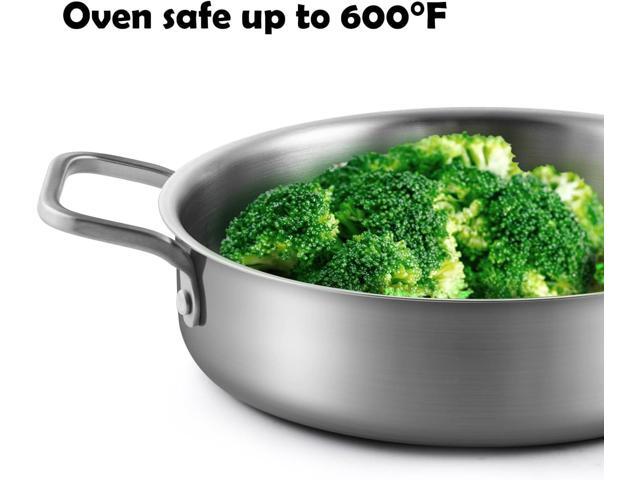 Chefmate Saute Pan,5 Quart Saute pan,Stainless Steel Cookware,Stainless Steel skillet,12 inch Stainless Steel Saute Pans with Lid,Dishwasher and...
