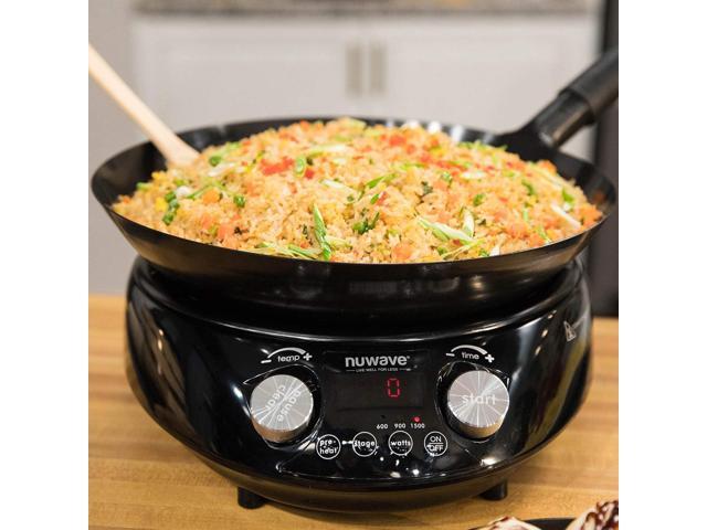 Nuwave Induction Wok, 3 Wattages 600, 900 & 1500, Precise Temp Controls from 100°F to 575°F in 5°F, Infuse Complex Charred Aroma & Flavor,...