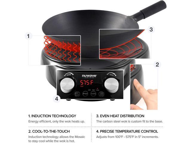 Nuwave Induction Wok, 3 Wattages 600, 900 & 1500, Precise Temp Controls from 100°F to 575°F in 5°F, Infuse Complex Charred Aroma & Flavor,...