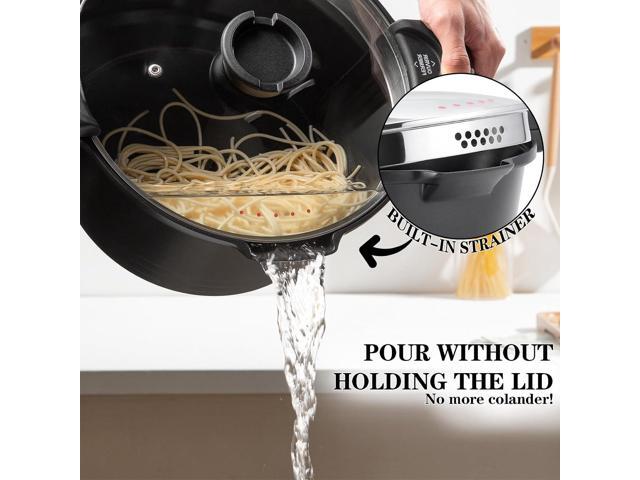 ACTIV CUISINE 8.5qt Pasta Pot with Strainer Lid, Cast Aluminum Stockpot Multipot, Nonstick Ceramic Coating make Cleanup easy with Tempered Glass...
