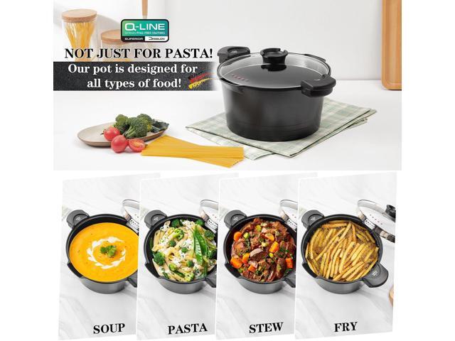 ACTIV CUISINE 8.5qt Pasta Pot with Strainer Lid, Cast Aluminum Stockpot Multipot, Nonstick Ceramic Coating make Cleanup easy with Tempered Glass...