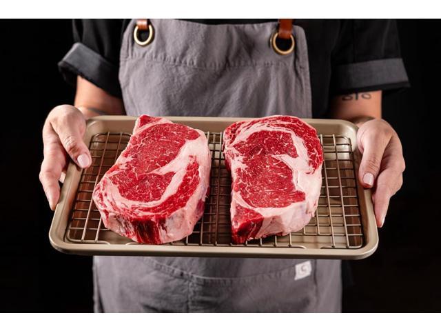 Certified Angus Beef Roasting Pan with Wire Rack Heavy-Duty Non-Stick Perfect for Reverse Searing