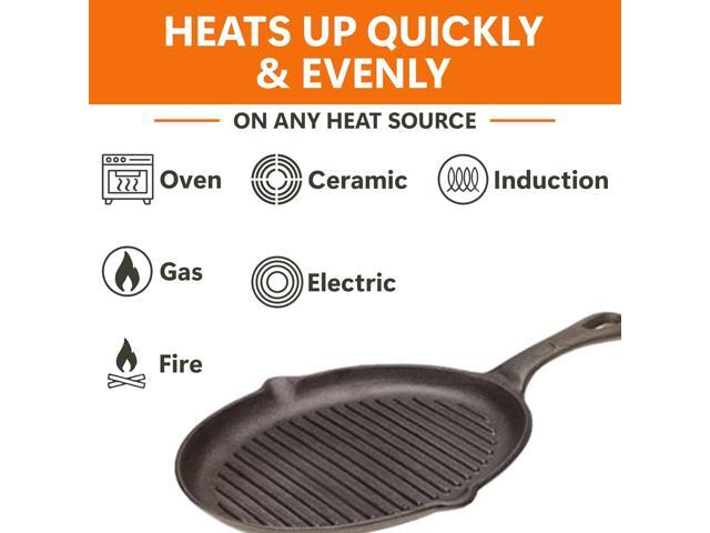 Mr. Bar-B-Q Cast Iron Fajita Skillets Set, Pre-Seasoned Non-Stick Sizzling Plate, Wooden Base w/Cloth Handle, Sizzler Steak Plate, Cast Iron...