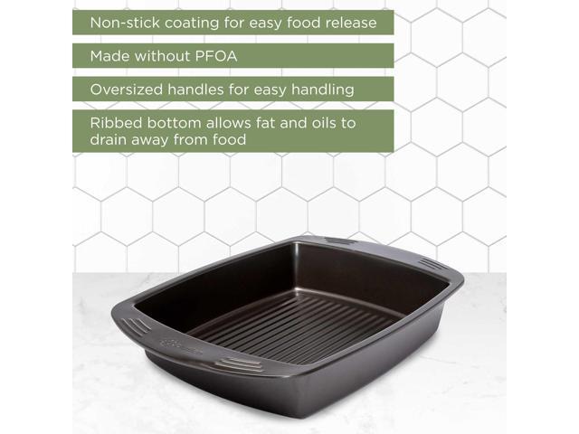 Ecolution Nonstick Roasting Pan, Carbon Steel with Premium Nonstick, Oven Safe to 450 F, Made without PFOA, Dishwasher Safe, 16-Inch x 12.75-Inch...