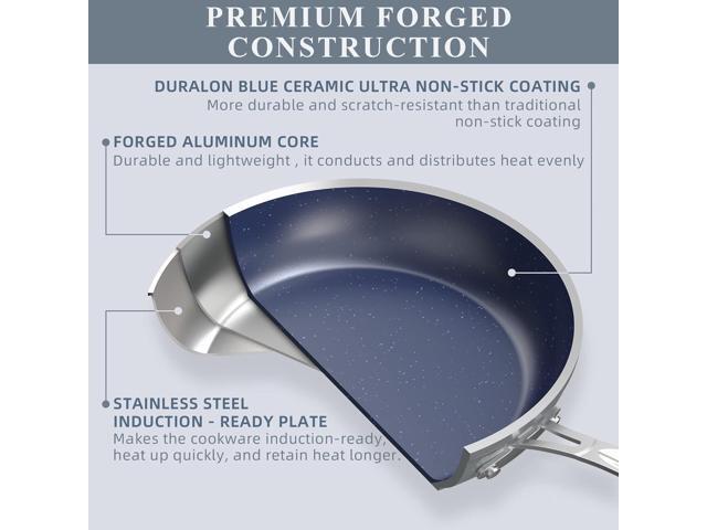 Nuwave Healthy Duralon Blue Ceramic Nonstick Cookware Set, Diamond Infused Scratch-Resistant, PFAS Free, Dishwasher & Oven Safe, Induction Ready &...