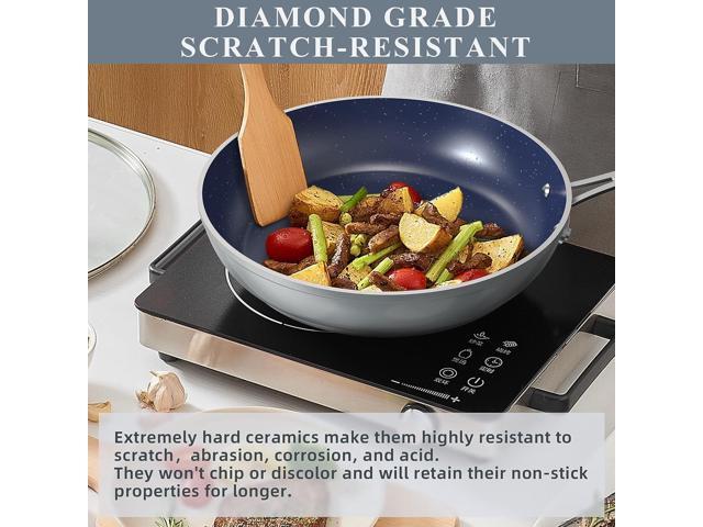 Nuwave Healthy Duralon Blue Ceramic Nonstick Cookware Set, Diamond Infused Scratch-Resistant, PFAS Free, Dishwasher & Oven Safe, Induction Ready &...