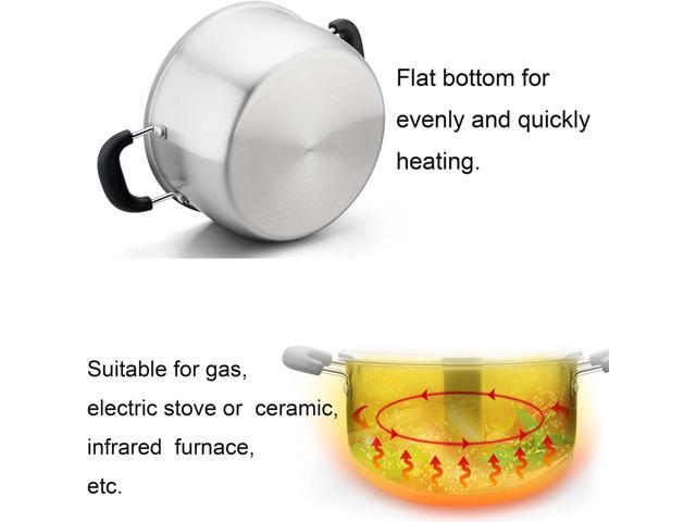 TeamFar Stock Pot 4qt, Stainless Steel Stock Soup Pasta Pot with Lid, Double Heatproof Handles, Non Toxic & Healthy, Easy Clean & Dishwasher Safe