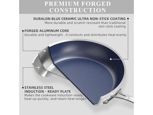 Nuwave Healthy Duralon Blue Ceramic Nonstick Cookware Set, Diamond Infused Scratch-Resistant, PFAS Free, Dishwasher & Oven Safe, Induction Ready &...
