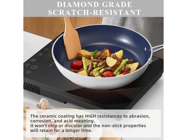 Nuwave Healthy Duralon Blue Ceramic Nonstick Cookware Set, Diamond Infused Scratch-Resistant, PFAS Free, Dishwasher & Oven Safe, Induction Ready &...