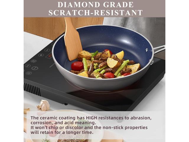 Nuwave Healthy Duralon Blue Ceramic Nonstick Cookware Set, Diamond Infused Scratch-Resistant, PFAS Free, Dishwasher & Oven Safe, Induction Ready &...