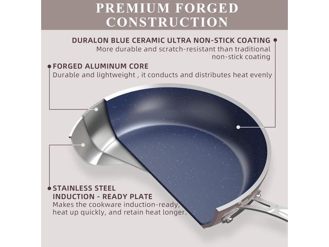 Nuwave Healthy Duralon Blue Ceramic Nonstick Cookware Set, Diamond Infused Scratch-Resistant, PFAS Free, Dishwasher & Oven Safe, Induction Ready &...