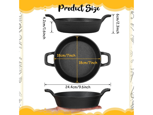 Mini Cast Iron Skillets 7 x 7 x 1.7 Inch Cast Iron Pan Small Ramekin Set Black Casserole Dish Cast Iron Cookware Oven Safe Mini Skillets for...