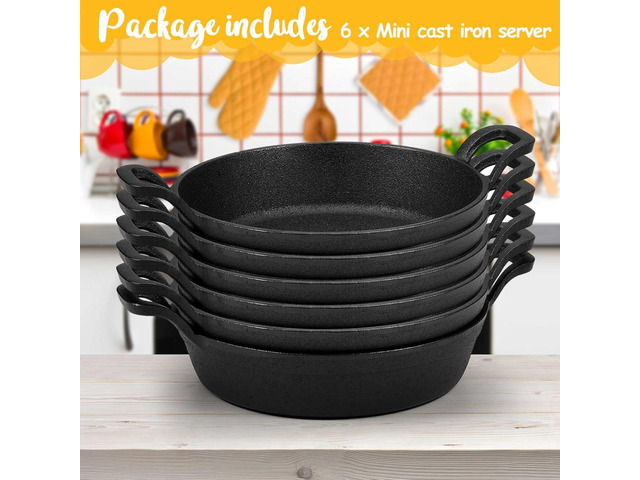 Mini Cast Iron Skillets 7 x 7 x 1.7 Inch Cast Iron Pan Small Ramekin Set Black Casserole Dish Cast Iron Cookware Oven Safe Mini Skillets for...