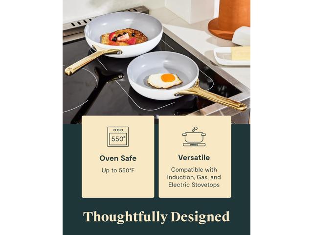 Caraway Nonstick Ceramic Frying Pan With Glass Lid (2.7 qt, 10.5') - Non Toxic, PTFE & PFOA Free - Oven Safe & Compatible with All Stovetops (Gas,...