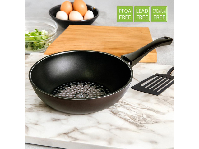 TECHEF - Blooming Flower Collection, 12' Wok/Stir-Fry Pan, Coated 6 times with New Teflon Platinum Non-Stick Coating (PFOA Free) / Induction...