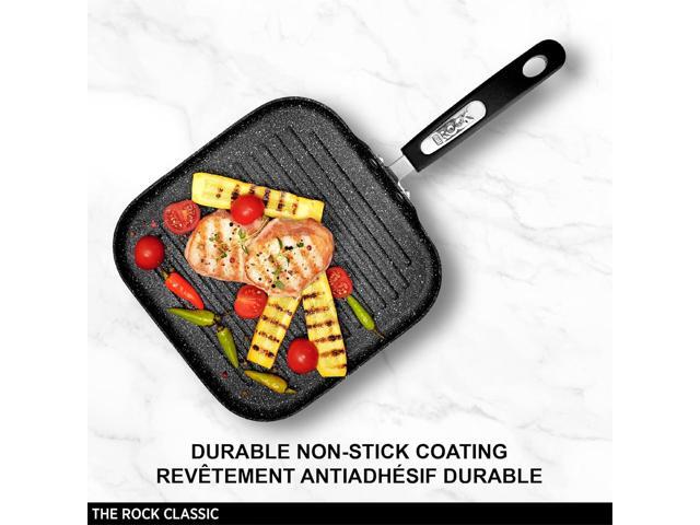 Starfrit The Rock 25cm (10') Non-Stick Grill Pan - Durable Forged Aluminium - Oven Safe - PFOA Free - Easy to Clean - Black