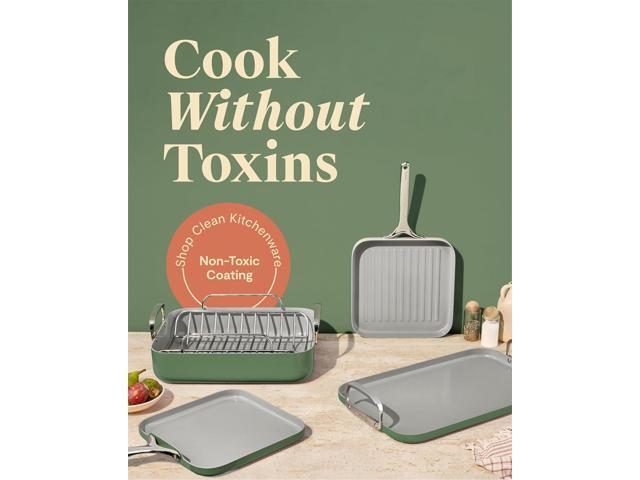 Caraway Square Cookware Set - Square Pans Set - Perfect for Griddling, Toasting, Searing, Roasting, and More - Non-Stick Ceramic Coated Pans - Non...