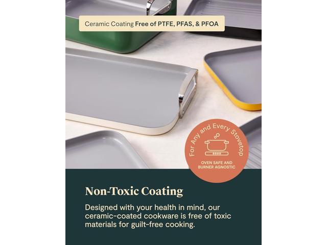 Caraway Square Cookware Set - Square Pans Set - Perfect for Griddling, Toasting, Searing, Roasting, and More - Non-Stick Ceramic Coated Pans - Non...