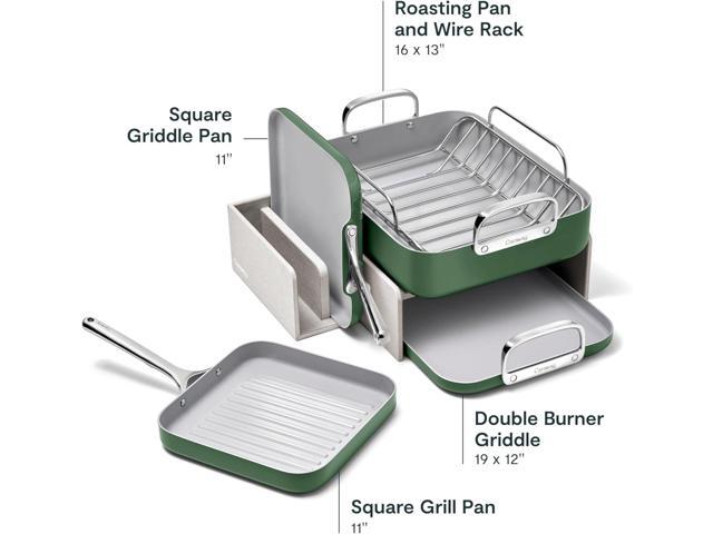 Caraway Square Cookware Set - Square Pans Set - Perfect for Griddling, Toasting, Searing, Roasting, and More - Non-Stick Ceramic Coated Pans - Non...