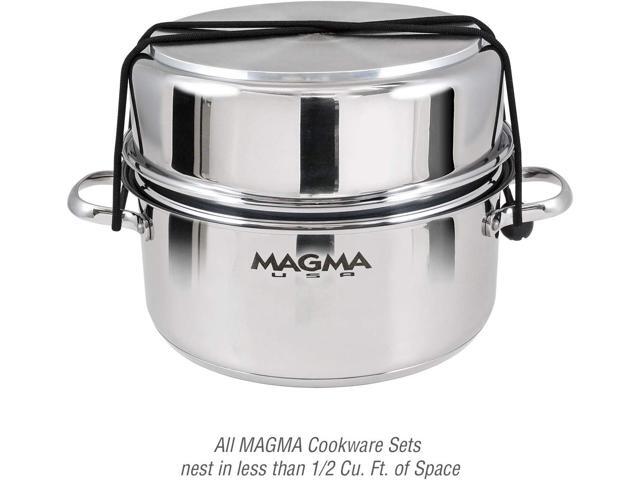Magma Products, A10-369-2-IND Gourmet Nesting Stainless Steel Induction Saute/Omelette Pan with Ceramica Non-Stick