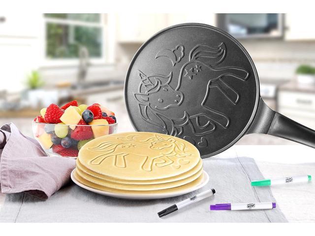 CucinaPro Large 10' Unicorn Pancake Pan - Nonstick Skillet with Set of 6 Edible Food Markers for Decorating Pancakes, Aluminum, Electric and Gas...